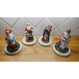 Ellie’s Kitchen Christmas Cookie Press 4‎ pc Santas Of The World W/ Certificates